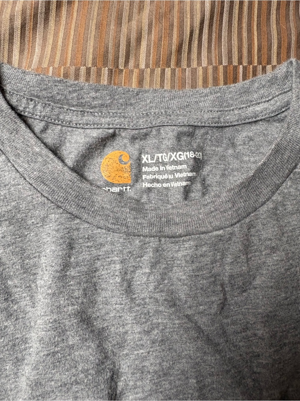 Carhartt Gray Short Sleeve Crewneck T-Shirt with Gold Logo